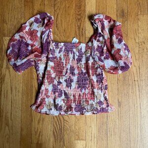 Old Navy Shirred Cropped Peasant Top